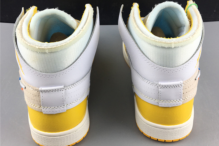 2019 AIR JORDAN 1 X Off-White NRG WHITE/DARK POWDER YELLOW-CONE AQ0818-149