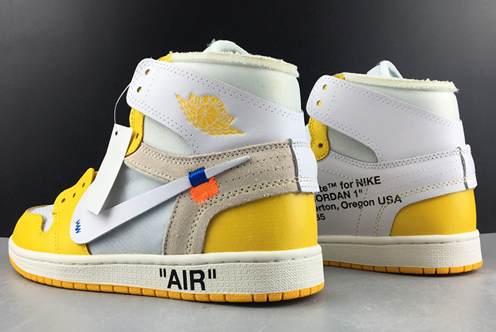 2019 AIR JORDAN 1 X Off-White NRG WHITE/DARK POWDER YELLOW-CONE AQ0818-149